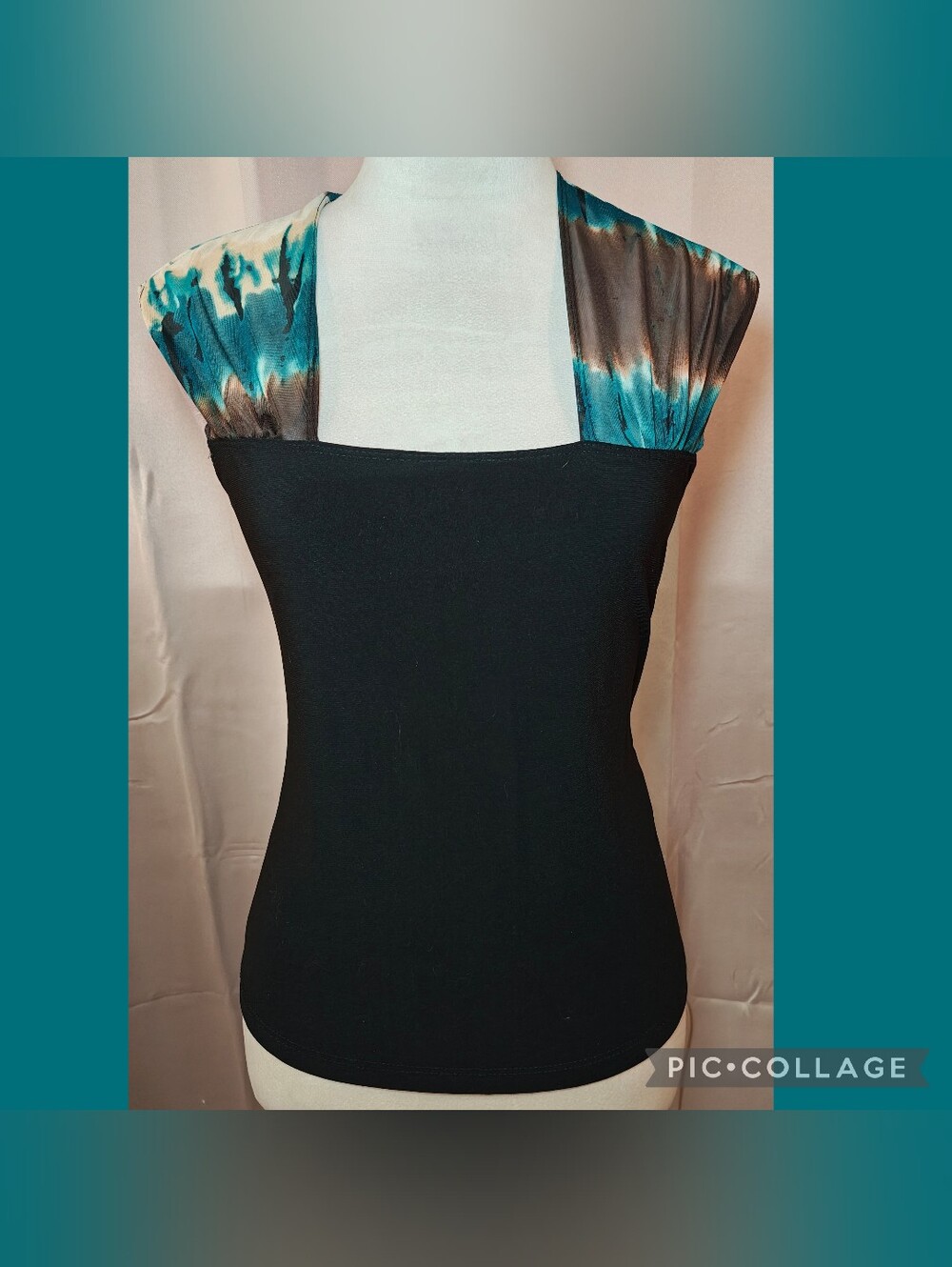 🎨Y2K Suzie In The City Abstract Watercolor Sheer Mesh Cap Sleeve Top🎨